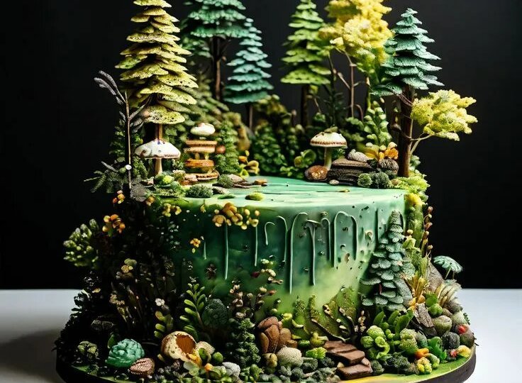 Торт «Волшебный лес»: шоколадный торт с вишней и мятным кремом