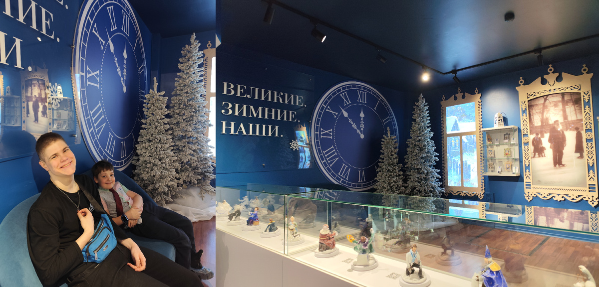 Эксклюзивная коллекция миниатюр  "Я - русский" (на вращающихся подставках). На задней стене коллекция "Я - русский" (в наличниках)