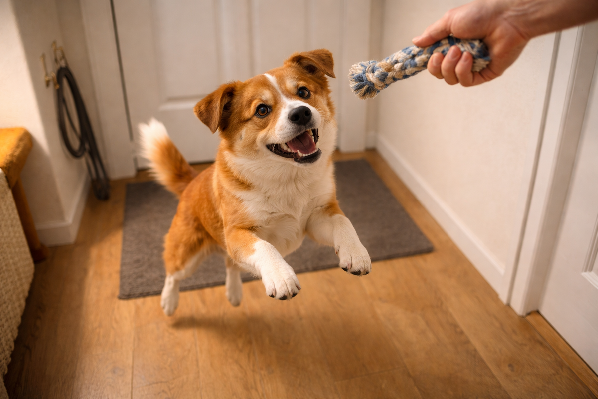 Щенок уже разогнан и не умеет сам вернуться в спокойный ритм