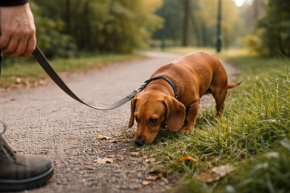 Таксе хорошо там, где с ней гуляют и занимают нос