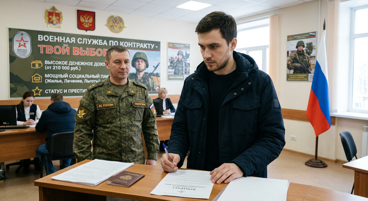 доброволец подписывает контракт