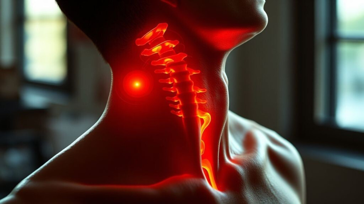 Иллюстрация тела с выделенными зонами, где ощущаются боли или напряжение (например, шея, плечи, голова).