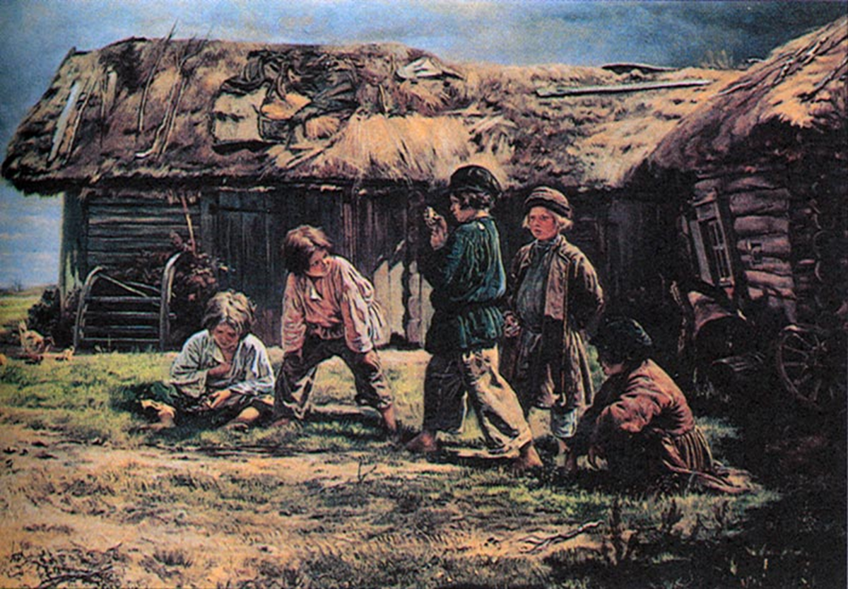 Игра в «бабки». Картина В.Е. Маковского