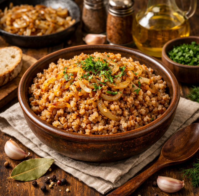 Гречка с тушёным луком без мяса рецепты от Дарики