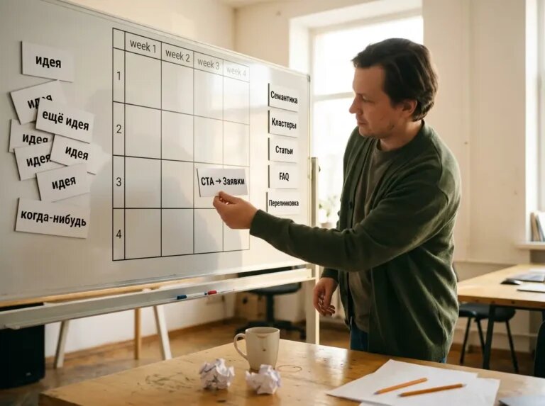    От хаоса идей к календарной системе публикаций с фокусом на заявки. "Kontenium"