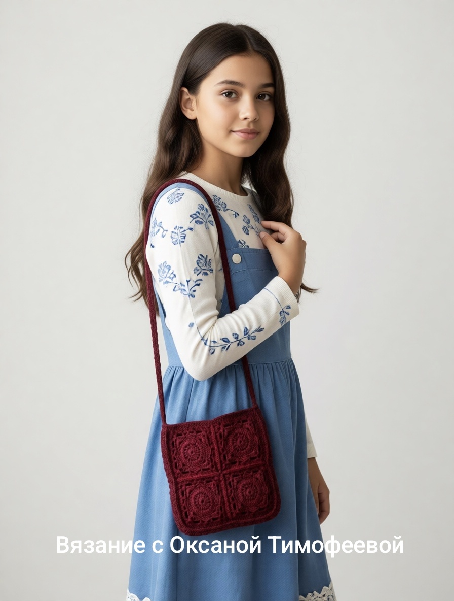 Сумочка крючком из бабушкиных квадратов. 