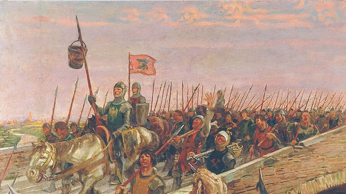 старинная гравюра битвы при Дзапполино