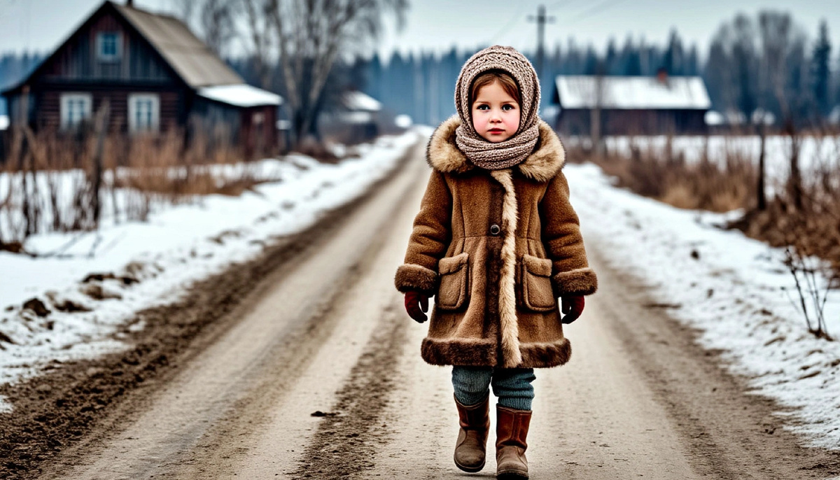 На дороге стояла потерявшаяся девочка.