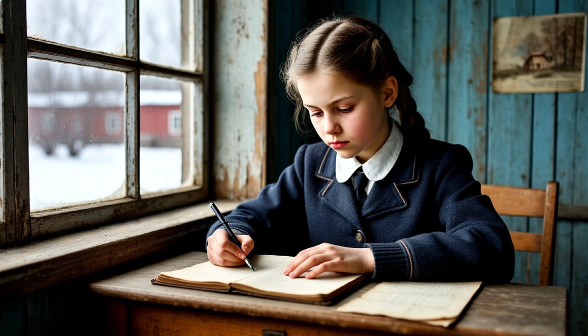 Настя училась и тосковала по папе.