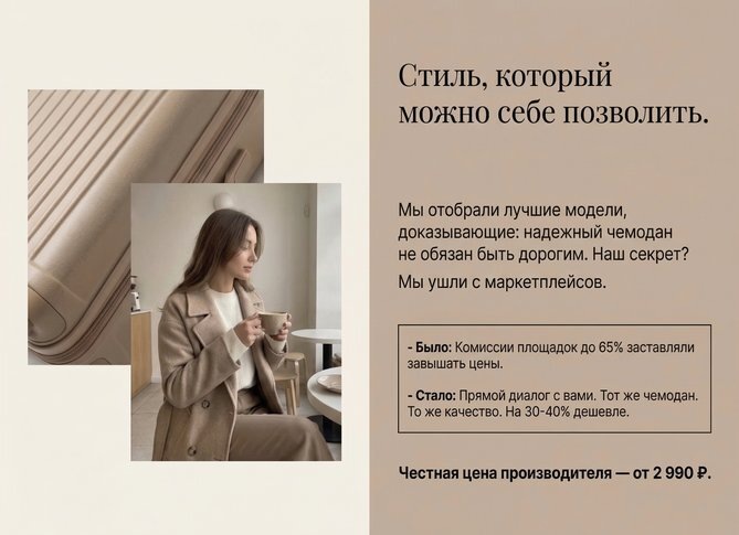 Планируете спонтанный трип или долгожданный отпуск, но не хотите тратить состояние на багаж? Мы подготовили список моделей, которые стоят дешевле билета на самолет, но по надежности не уступают премиальным сериям. Благодаря отказу от работы с маркетплейсами и их комиссий в 65%, наш магазин предлагает честную цену производителя — тот же качественный багаж на 30–40% дешевле