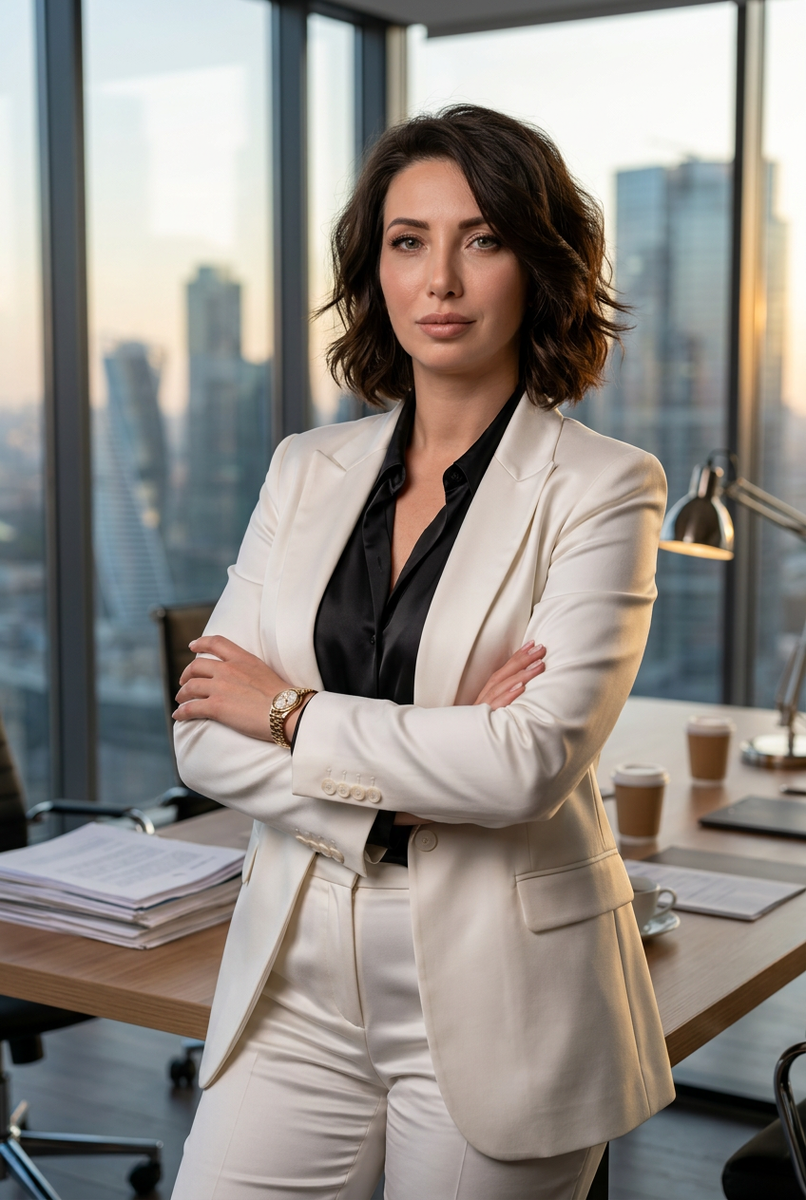 Шикарный образ в белом костюме