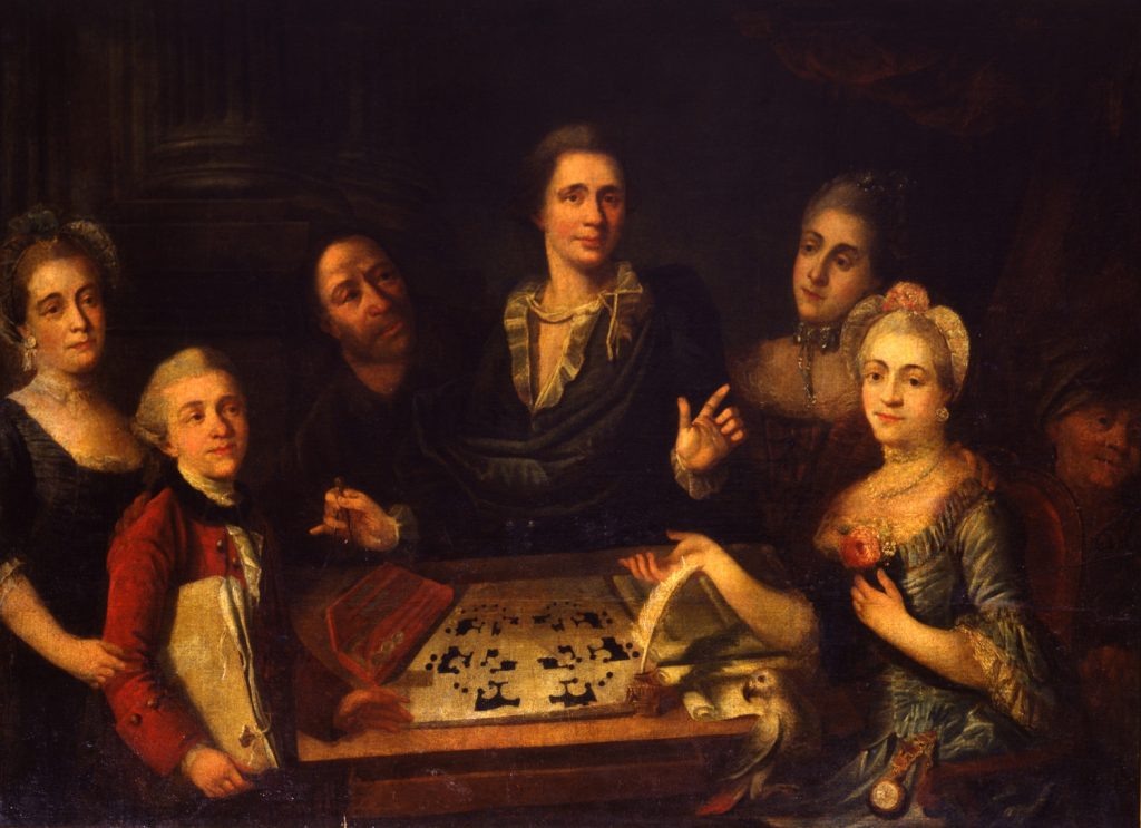 Неизвестный художник. Портрет В. Баженова в кругу семьи. 1780-е годы. Единственный сохранившийся до наших дней портрет Баженова