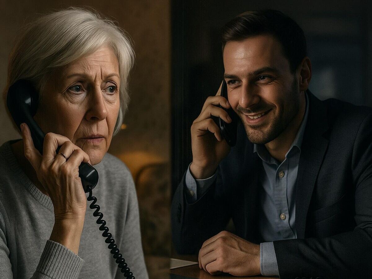    Телефонный мошенник и его жертва© РИА Новости . Сгенерировано ИИ