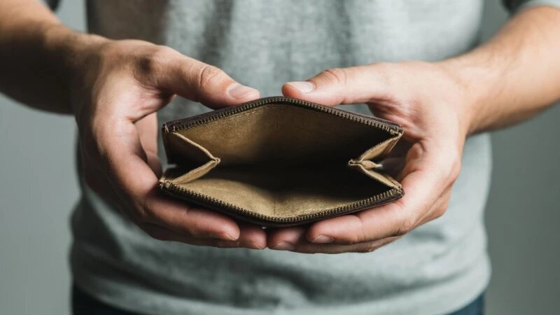     Банкротство. Отсутствие денег. Пустой кошелек. Деньги Нейросети