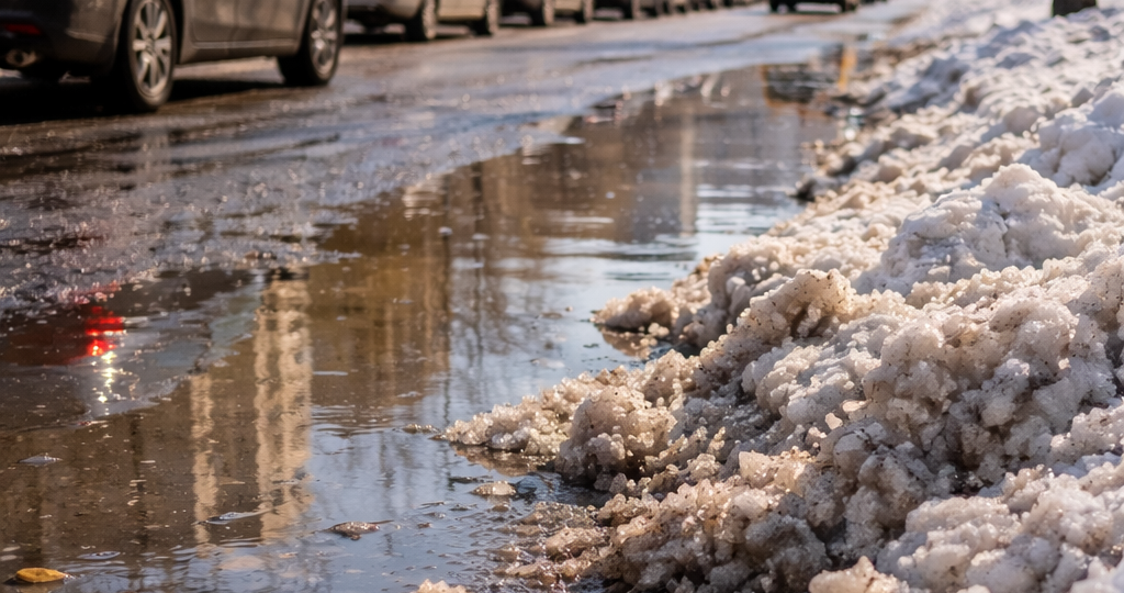 От снега к лужам: продолжают ли реагенты работать в период оттепелей
