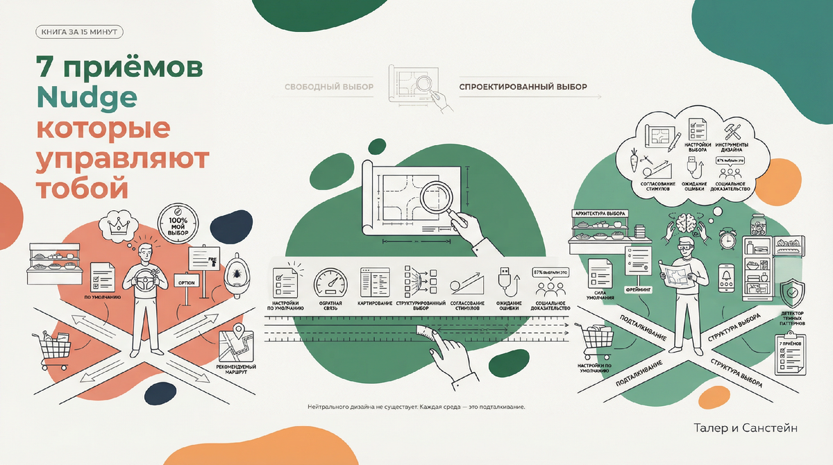 7 приёмов из «Nudge» Талера и Санстейна, которые незаметно управляют твоими решениями