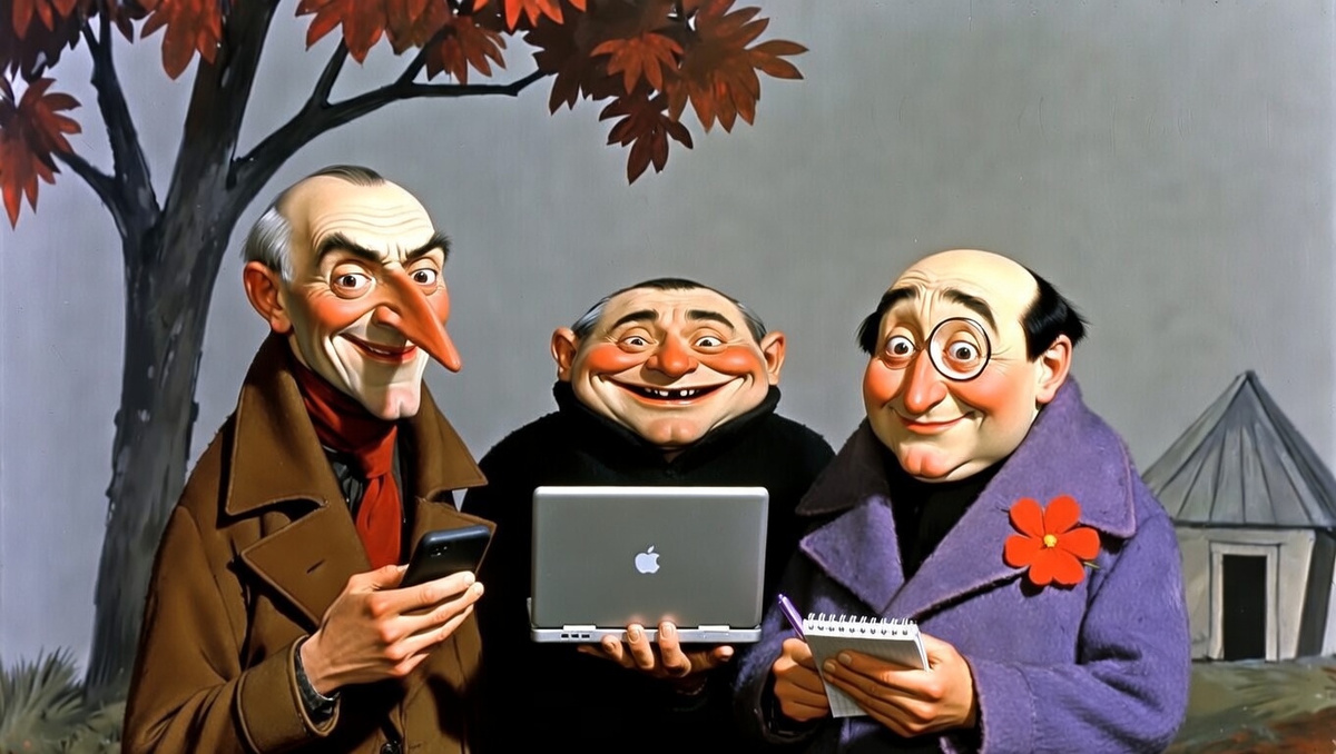 Карикатура на нейроавторов (врун, лжец, лицимер) (Грок)