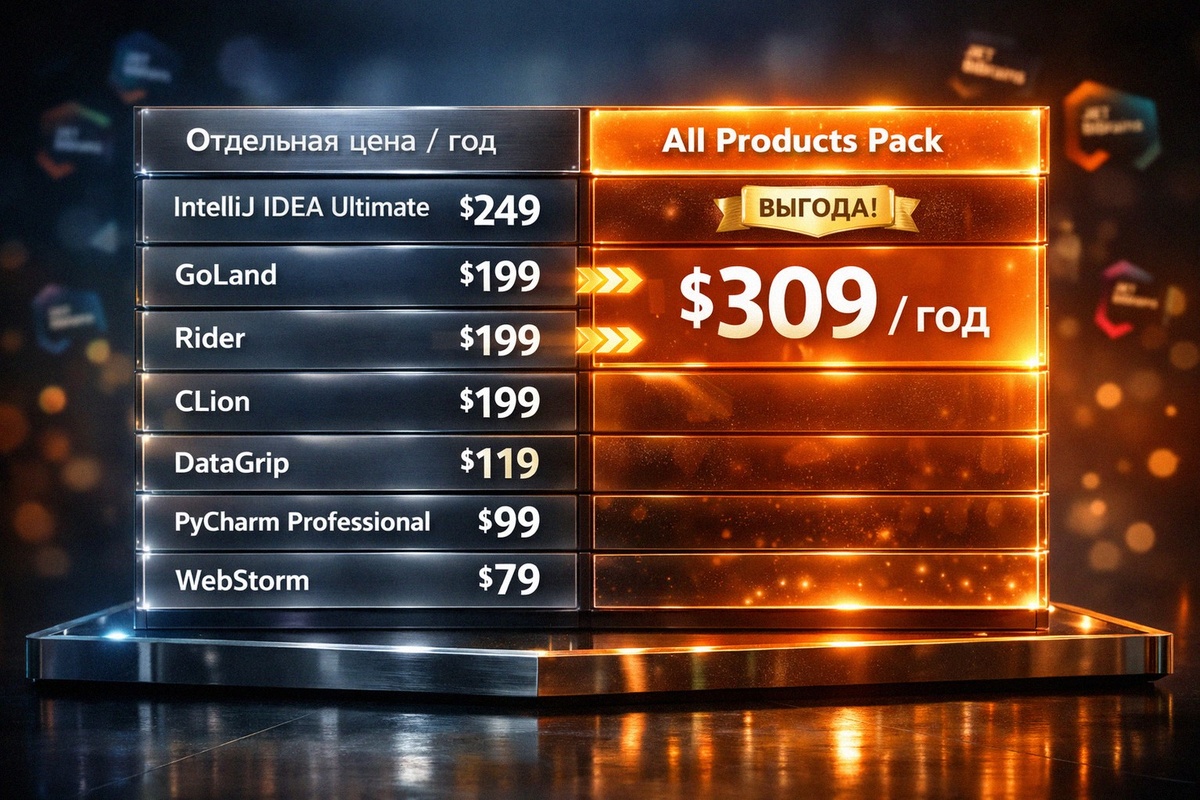 Сравнение цен All Products Pack против отдельных лицензий