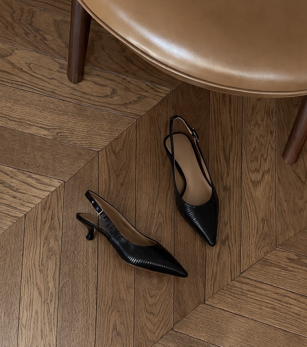 Туфли-мюли из кожи под рептилию, черынй