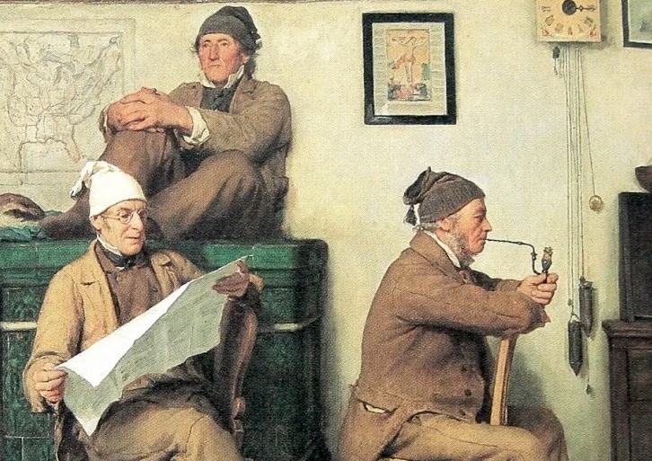     Альберт Анкер. Фермеры и газеты (фрагмент). 1867