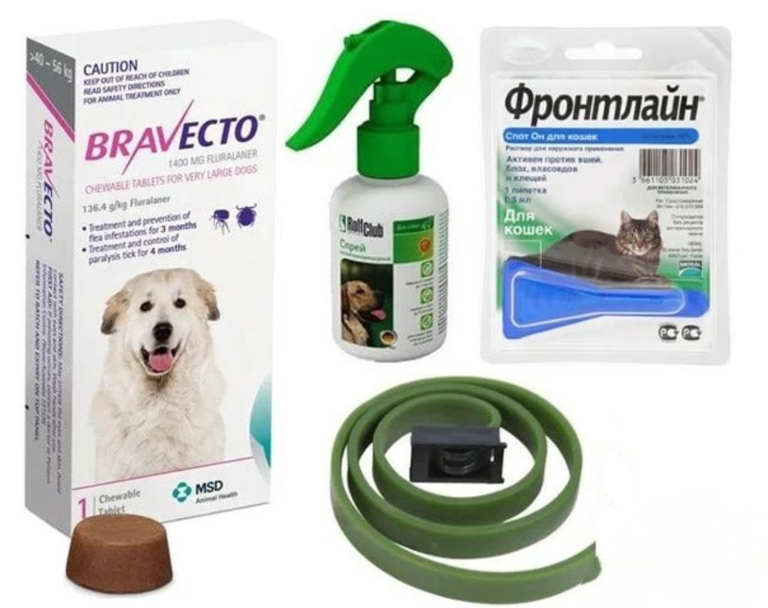 На фото предоставлены варианты средств для обработки питомцев. Картинка не носит рекламный характер.