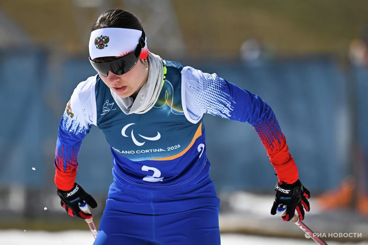 © РИА Новости / Юрий Кочетков/ Анастасия Багиян на дистанции спринта среди женщин на соревнованиях по лыжным гонкам XIV зимних Паралимпийских игр в Валь-ди-Фьемме
