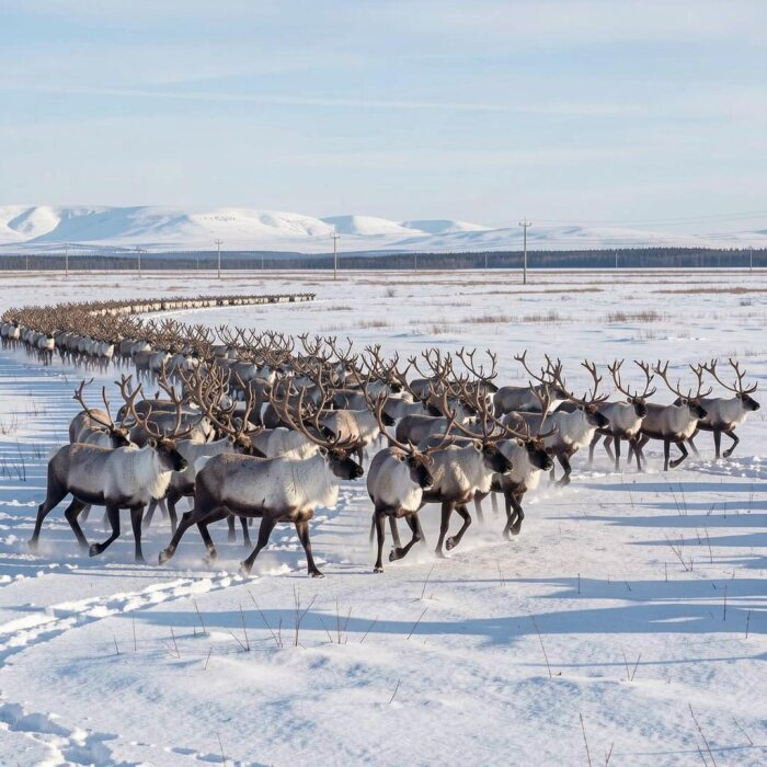 Поголовье северных оленей в Якутии достигло почти 170 тысяч голов / изображение сгенерировано нейросетью flyvi.io
