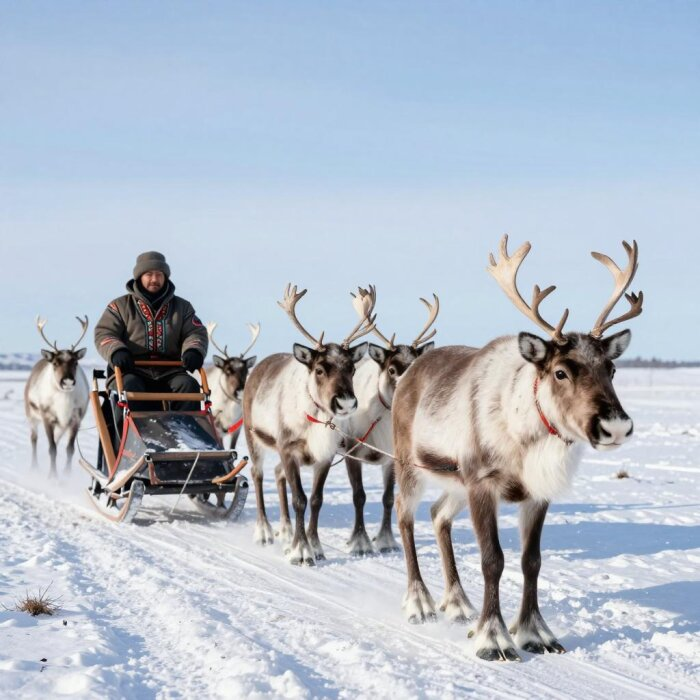 Оленеводство - один из важнейших традиционных промыслов Якутии / изображение сгенерировано нейросетью flyvi.io 