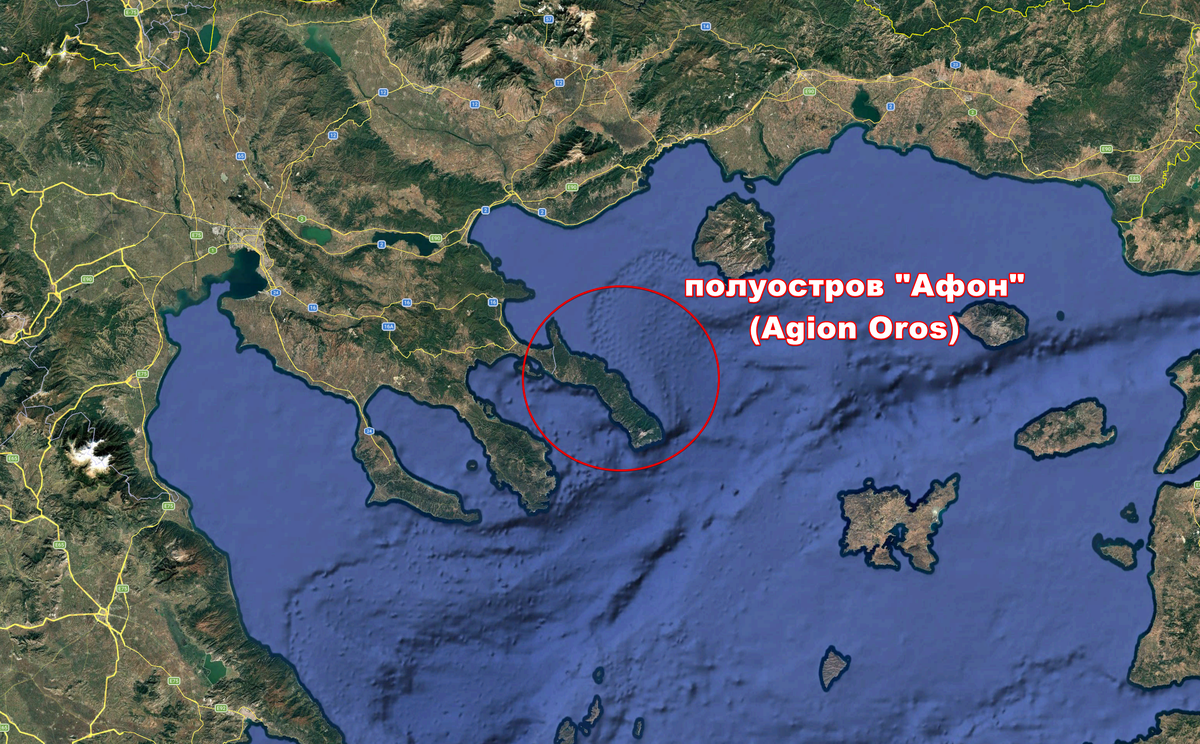 Полуостров Афон в Эгейском море