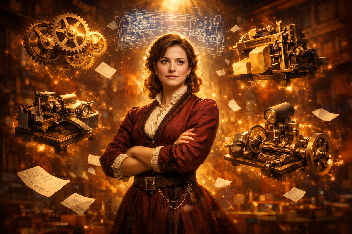 Маргарет Найт — изобретательница бумажного пакета с плоским дном. Иллюстрация: нейросеть