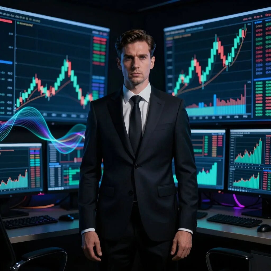 Трейдер. Иллюстрация сгенерирована нейросетью