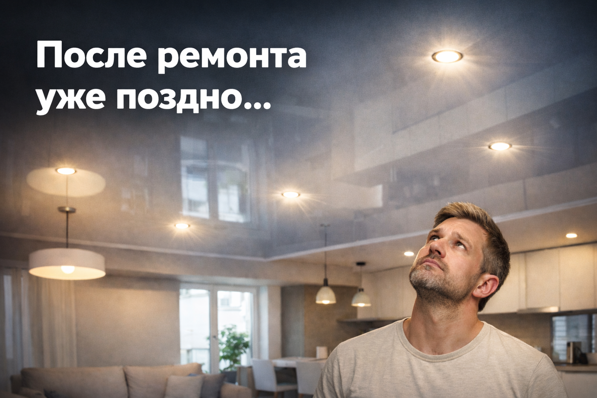 Отражение предметов и осветительных приборов в глянцевом натяжном потолке