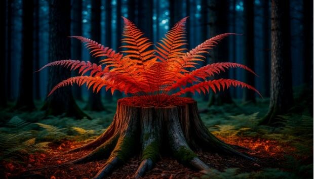 Тот, кто сорвёт огненный цветок папоротника, увидит под каждым кустом зарытый клад. Но возвращаться домой нужно задом наперёд, иначе цветок обожжёт глаза!