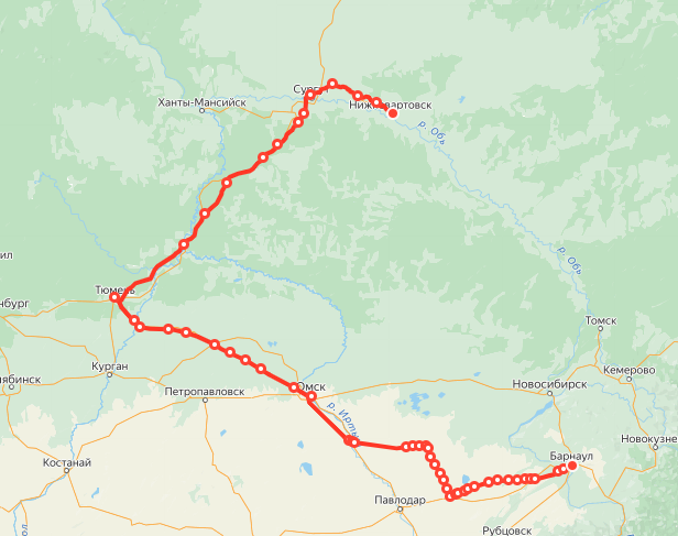 Поезд №093/094 сообщением Барнаул-Нижневартовск с очень низкими оценками 2,5/3,5 балла
