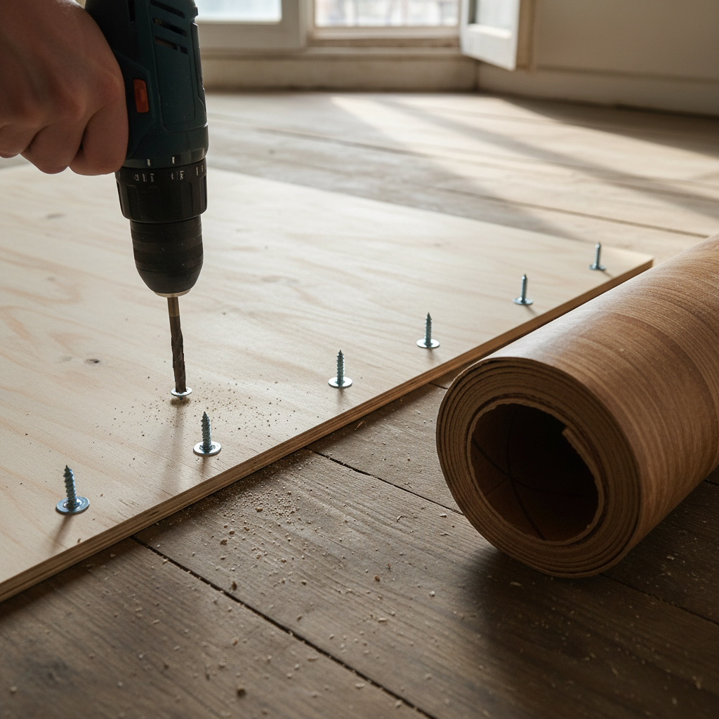 Крепление фанеры к деревянному полу