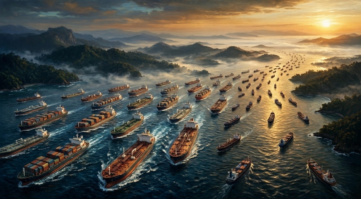 Через 65 километров воды проходит половина мировой морской торговли