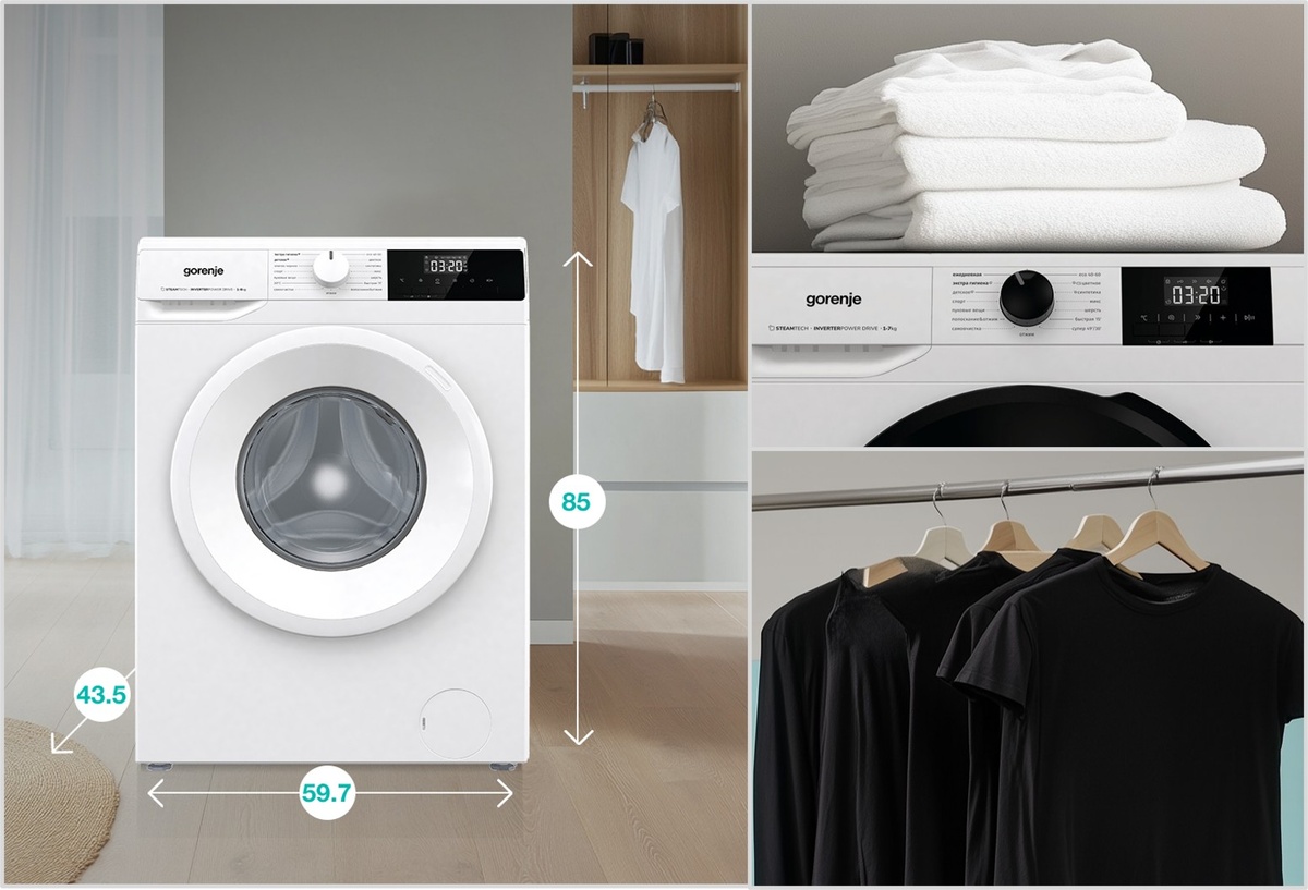 Узкая стиральная машина Gorenje W1NHPI72SCS