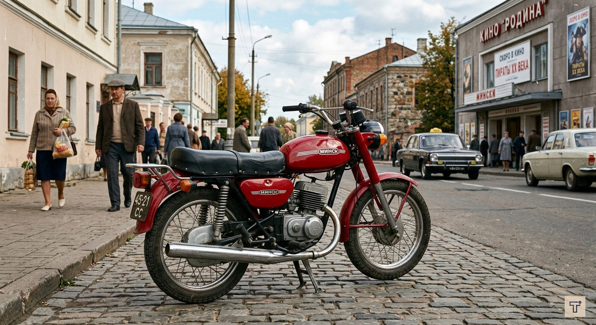 Мотоцикл «Минск» в городе