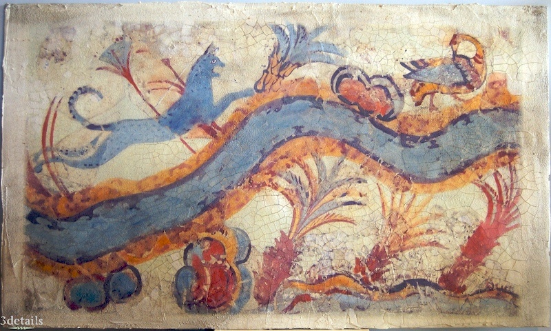 Фреска с изображением кошки (?), Акротири, середина 2-го тыс. до н.э. Источник изображения: https://www.thegreatcat.org/the-minoan-cat/ 