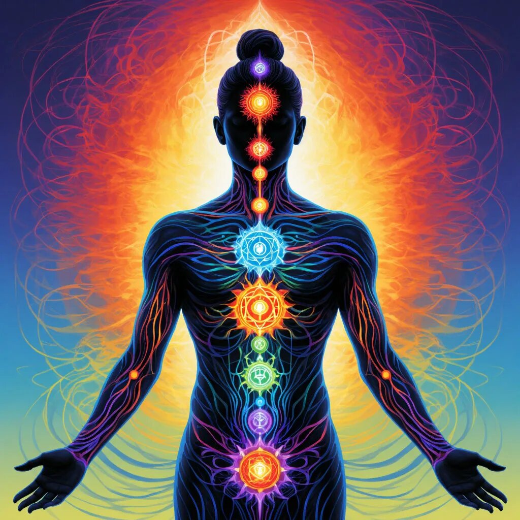 Чакры. Иллюстрация сгенерирована нейросетью