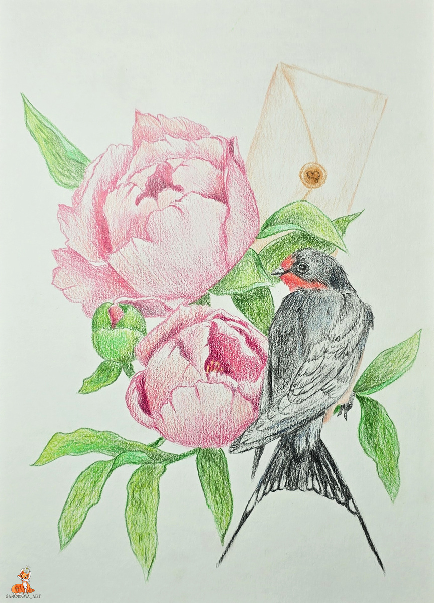 Работа 2026 года, цветные карандаши, белая бумага, экстра-мелкое зерно,160 г/м2