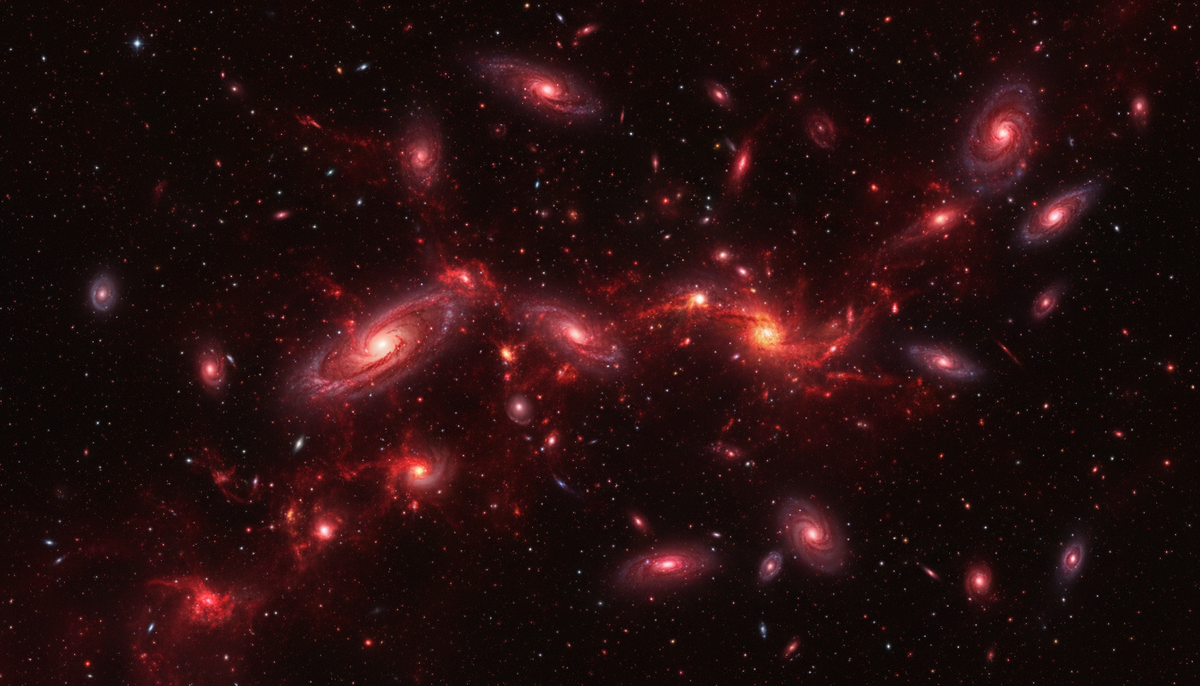 Эти древние гиганты, сияющие светом, который преодолел огромное расстояние, чтобы достичь нас, дают представление о Вселенной, которая существовала всего через миллиард лет после ее рождения