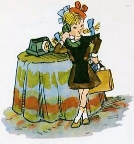 Дедушкина внучка у телефона. 