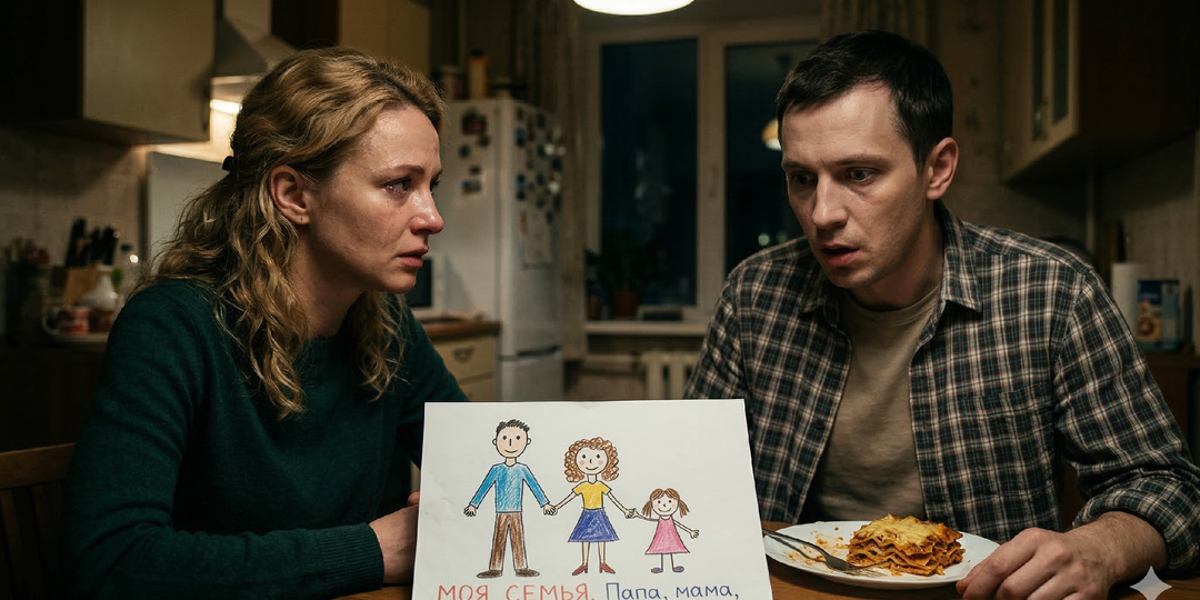 Сын принёс из школы рисунок, где нарисовал нашу семью на пикнике. Там были папа, мама, он и незнакомая девочка с подписью «моя сестра Катя»