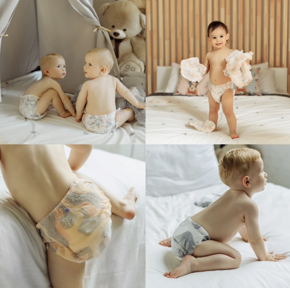  [1,2] Подгузники Bebetour "Алиса Garden"; [3,4] Подгузники Enternal Summer "Fashion Gala";