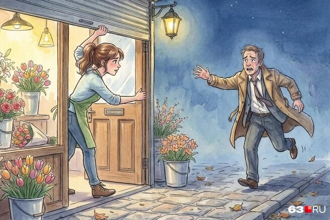 Любимая игра мужчин — «Успеть за 5 минут до закрытия цветочного!»Источник:Юрий Скулыбердин / Городские порталы