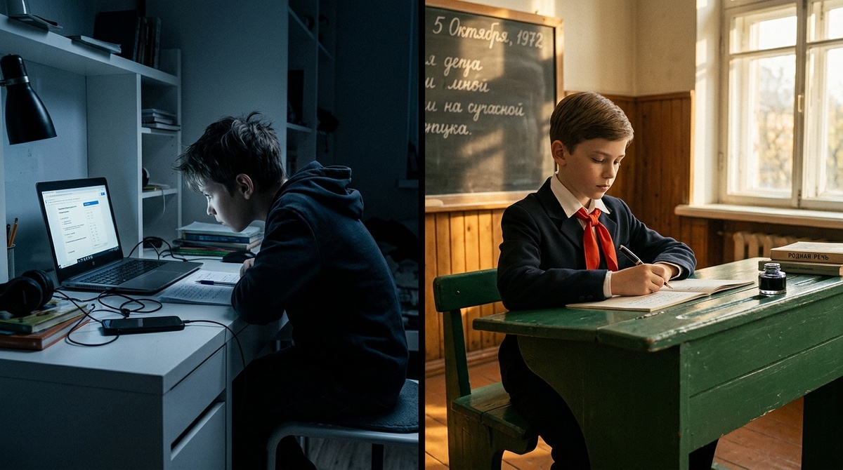 Контраст эпох: современный стол против парты Эрисмана