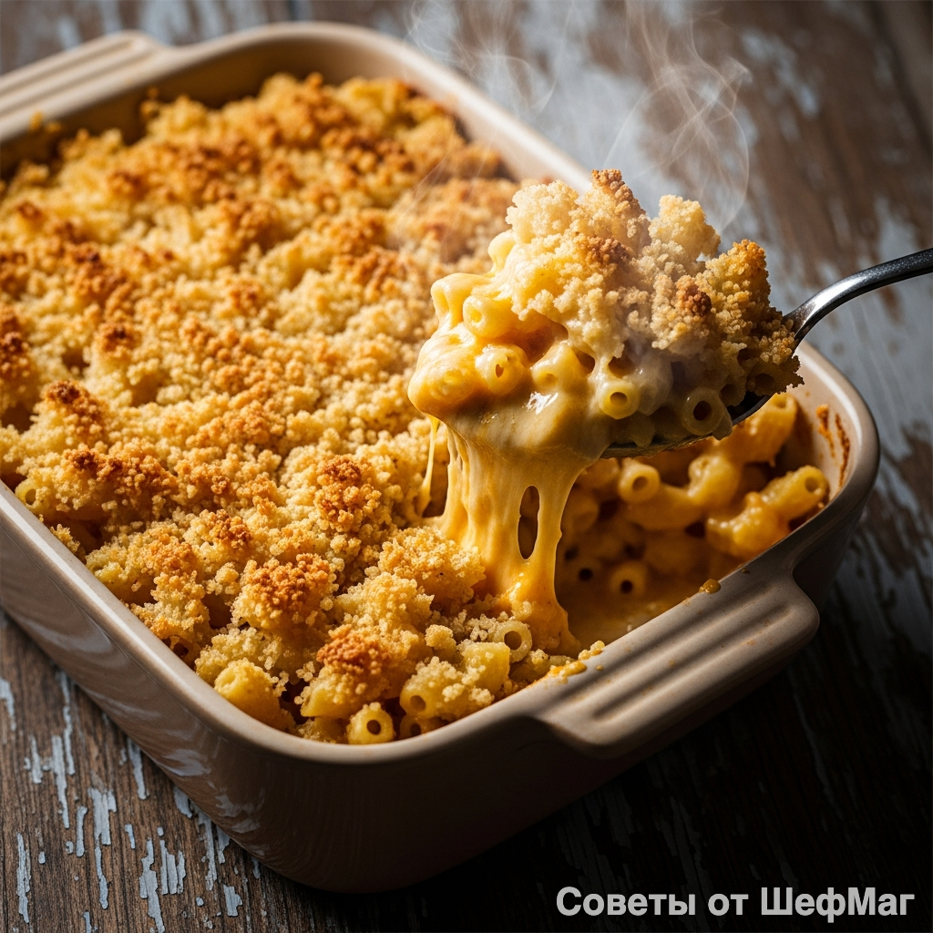 Правильный Mac & Cheese — это контраст хрустящего верха и текучей, шелковой сердцевины.