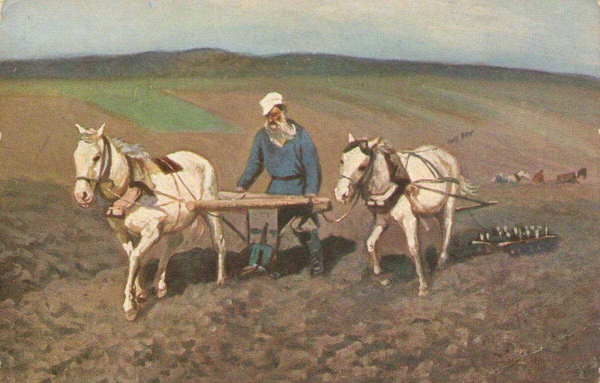 И.Е.Репин. Толтой на пашне. 1887 год.
