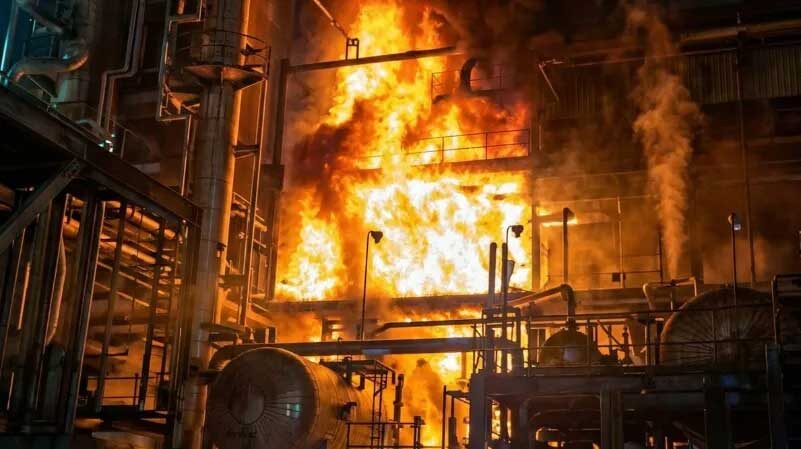 Пожар на крупнейшем в Эквадоре нефтеперерабатывающем заводе